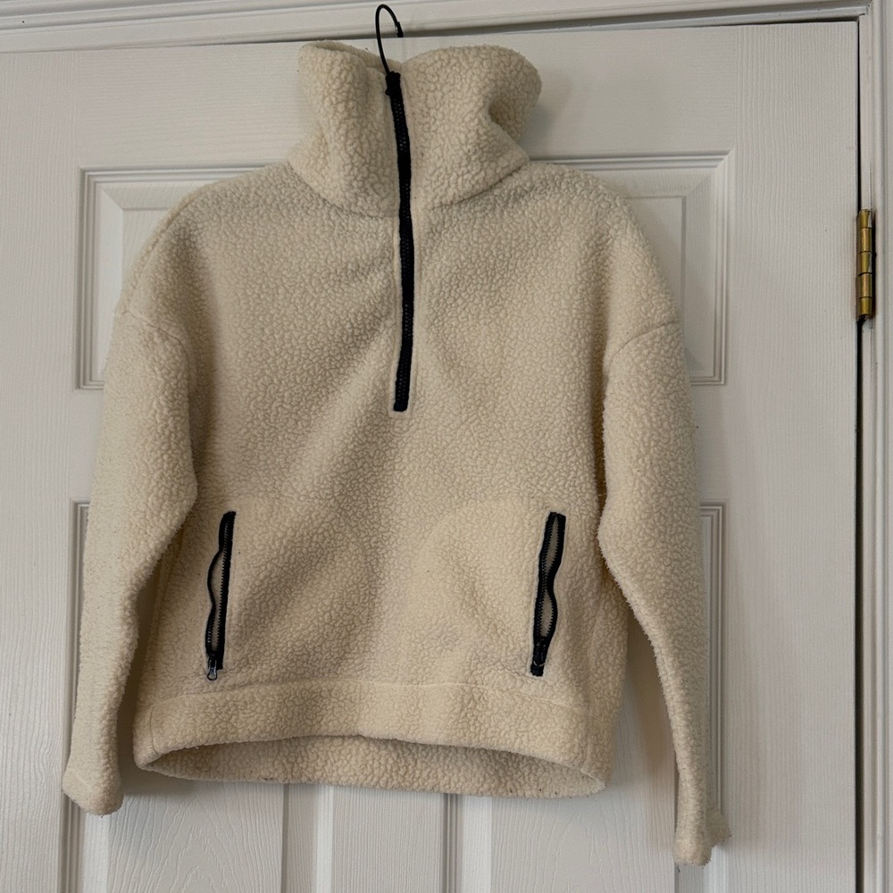 J. Crew Cream Sherpa with Black Accents size XXS